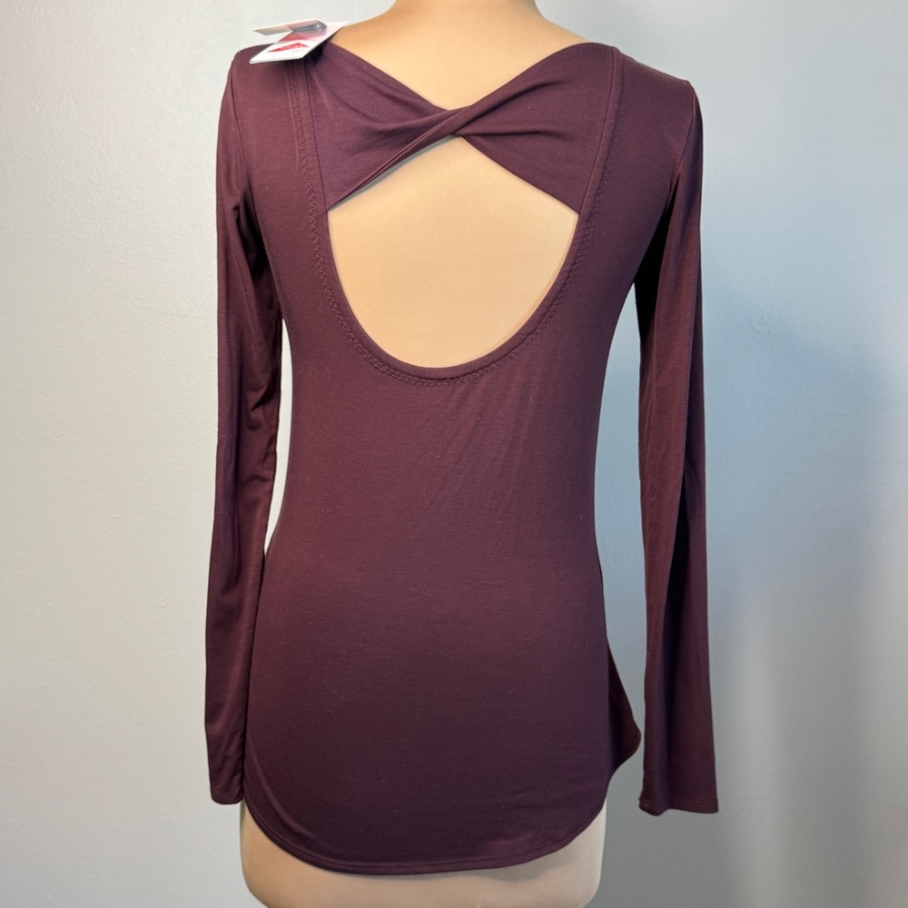 Athleta Cassis Open Back Flexlight Twist Purple Top Stretch XXS Unstinkable 2XS - Picture 3 of 12